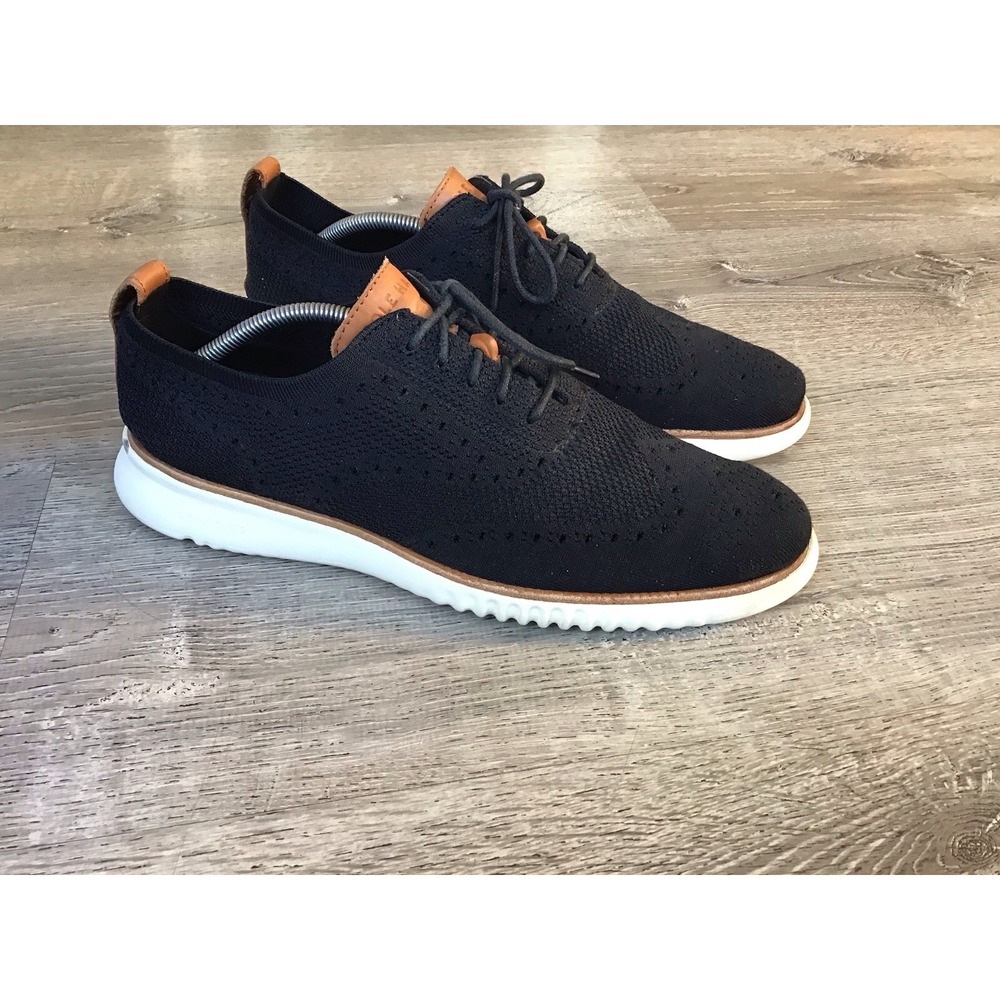 Cole Haan Stitchlite Oxfords Men 11.5 Black Wingtip Knit 2.ZeroGrand Dress Shoes